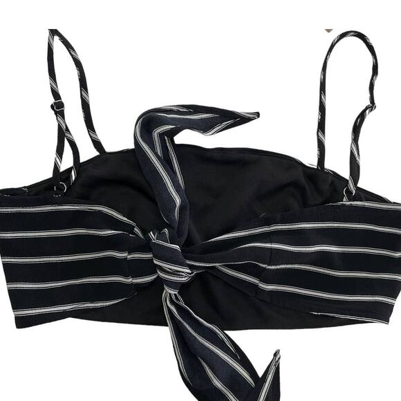 Nasty Gal Crop Top‎ Womens X Small Black White Stripe After Party Tie Back - Picture 2 of 7
